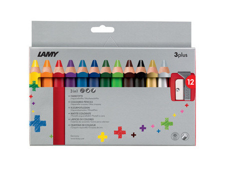 LAMY Crayon de couleur 3-en-1 3plus, étui carton de 12
