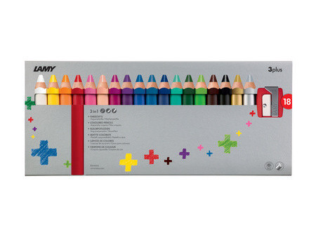 LAMY Crayon de couleur 3-en-1 3plus, étui carton de 18
