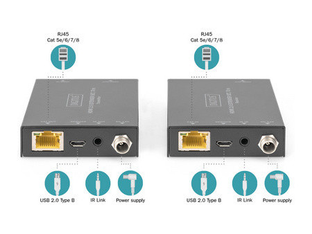 DIGITUS Kit d'extension HDMI, 4K/60Hz, 70 m, noir