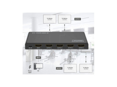 DIGITUS Répartiteur HDMI 4K, 1x4, 4K/60Hz HDCP 2.2, noir