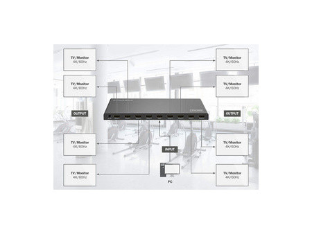 DIGITUS Répartiteur HDMI 4K, 1x8, 4K/60Hz HDCP 2.2, noir
