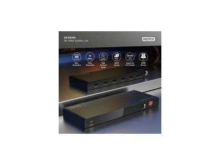 DIGITUS Répartiteur HDMI 8K, 1x2, 8K/60Hz, noir