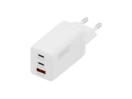 DIGITUS Chargeur secteur USB GaN, 2x USB-C / 1x USB-A, 67 W
