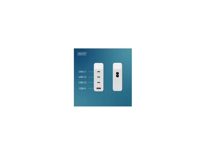 DIGITUS Chargeur secteur USB GaN, 3x USB-C / 1x USB-A, 140 W