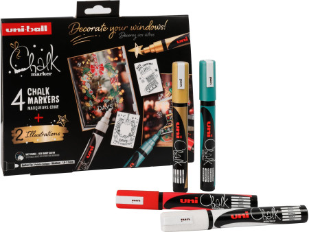 uni-ball Marqueur craie Chalk marker, coffret Noël TRADI