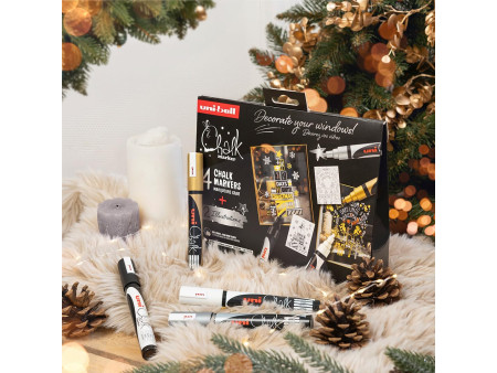 uni-ball Marqueur craie Chalk marker, coffret Noël TRADI