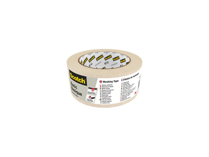 Scotch Ruban de masquage crêpé Basic, 48 mm x 50 m, beige