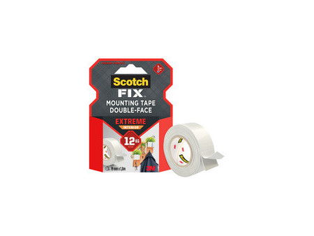 Scotch-FIX Ruban adhésif double face pour intérieur, 1,8 m
