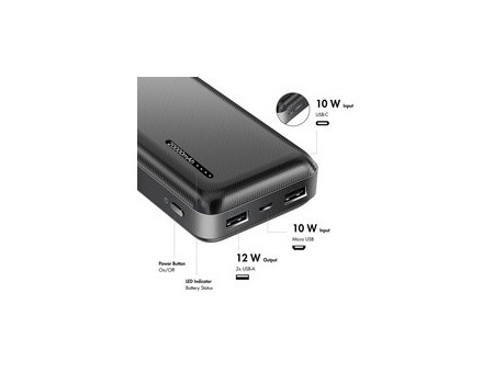 LogiLink Powerbank 20.000 mAh, 2x USB-A, 1x USB-C, blanc