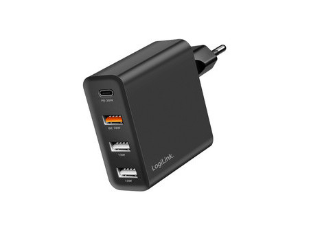 LogiLink Chargeur secteur USB, 3x USB-A (QC), 1x USB-C (PD)