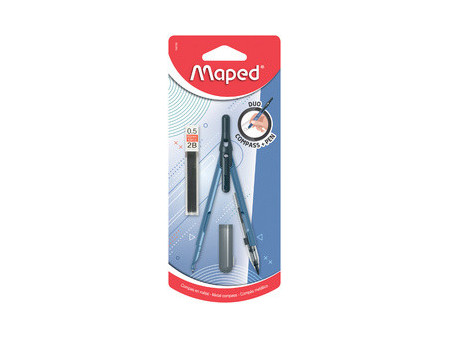 Maped Compas avec adaptateur, assorti, sur carte blister