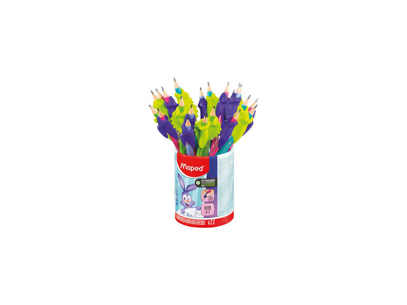 Maped Crayon de papier, avec gomme & guide-doigt, pot de 22