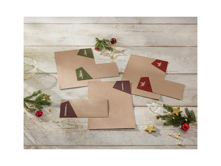 sigel Set d'enveloppes à motif de Noël 'Cut-out style', long
