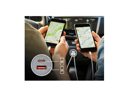 LogiLink Chargeur USB pour voiture, 2 ports, 20 W, argent