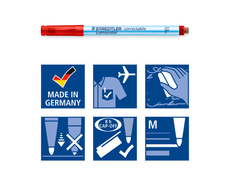 STAEDTLER Marqueur correctable 305F Lumocolor, étui de 4