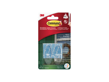 3M Command Crochet pour l'extérieur, transparent, taille: M