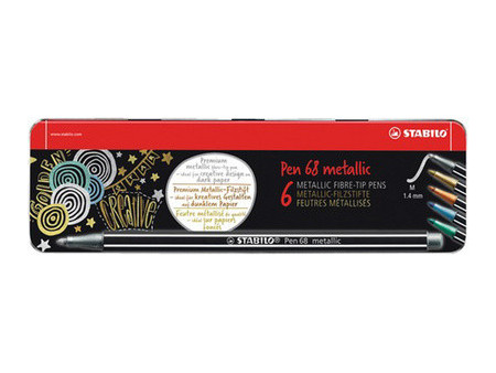 STABILO Feutre Pen 68 metallic, étui en métal de 6