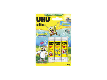 UHU Bâton de colle stic Bob l'éponge, 3 x 8,2 g, blister
