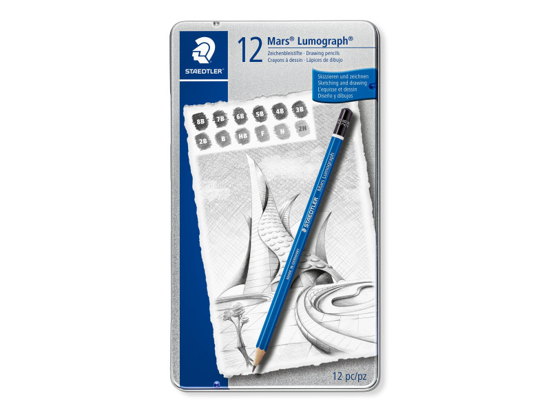 STAEDTLER Crayon Mars Lumograph, étui métallique de 12