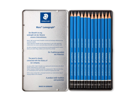 STAEDTLER Crayon Mars Lumograph, étui métallique de 12