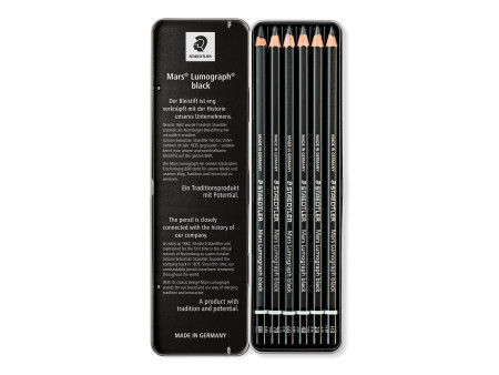 STAEDTLER Crayon Mars Lumograph black, étui métallique de 6