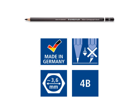 STAEDTLER Crayon Mars Lumograph black, étui métallique de 6