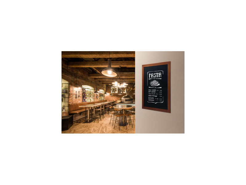 Securit Ardoise murale UNIVERSAL, avec cadre en bois, acajou