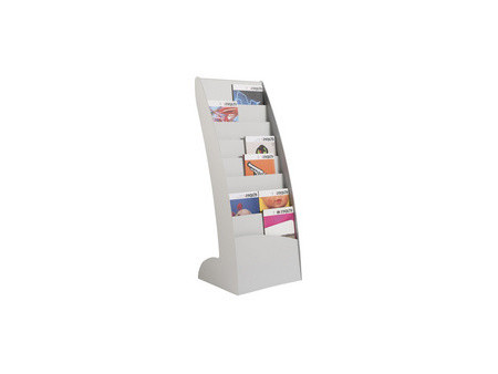 PAPERFLOW Porte-prospectus Courbo, 8 casiers, gris