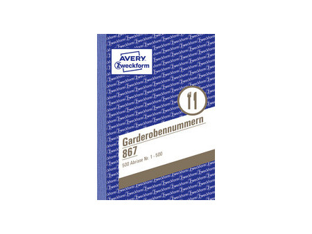 AVERY Zweckform bloc de numérotation 'numéro garderobe',