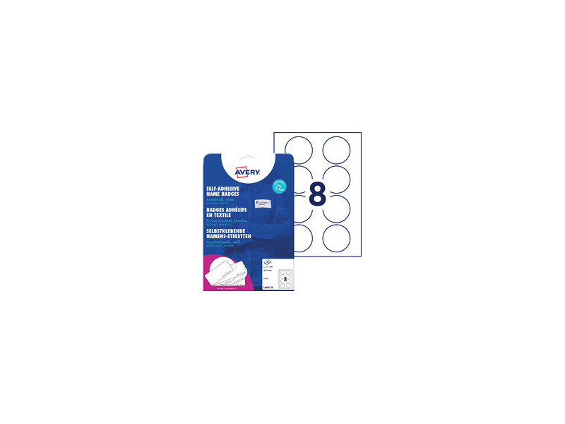 AVERY Zweckform Etiquette pour badge, 80 x 50 mm, blanc