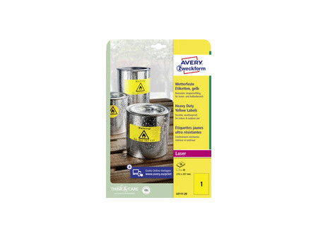 AVERY Zweckform Etiquette film, 63,5 x 29,6 mm, jaune