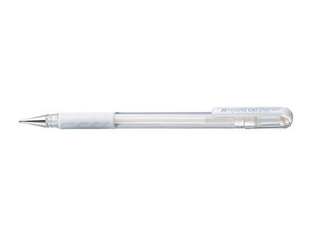 Pentel Stylo roller à encre Hybrid Gel Grip K118L, blanc