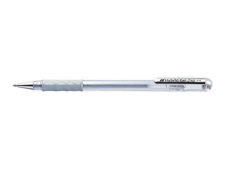 Pentel Stylo roller à encre Hybrid Gel Grip K118L, blanc