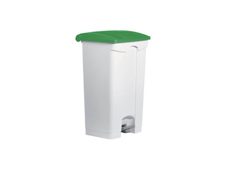 helit Poubelle à pédale 'the step', 90 litres, blanc/rouge