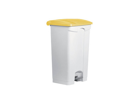 helit Poubelle à pédale 'the step', 90 litres, blanc/bleu