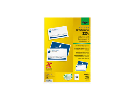 sigel Cartes de visite 3C, 85 x 55 mm, 225 g/m2, extra blanc