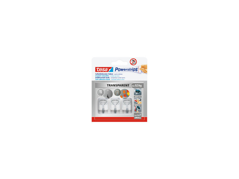 tesa Crochet Powerstrips WIRED HOOK SMALL, transparent