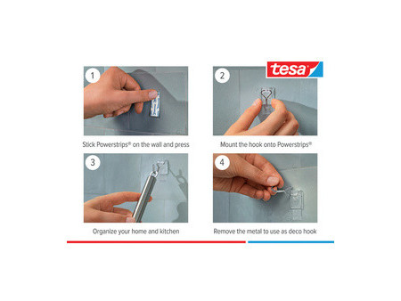 tesa Crochet Powerstrips WIRED HOOK SMALL, transparent