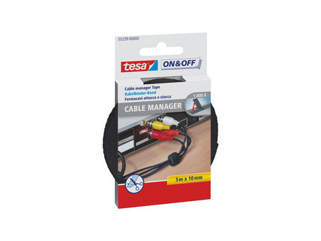 tesa On & Off Serre-câbles Cable Manager Universal, noir