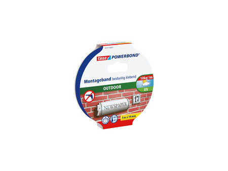 tesa Adhésif de montage Powerbond OUTDOOR, 19 mm x 1,5 m