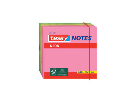 tesa Bloc de notes adhésives couleurs néon, 40 x 50 mm