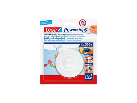 tesa Powerstrips Crochet adhésif pour plafond, blanc