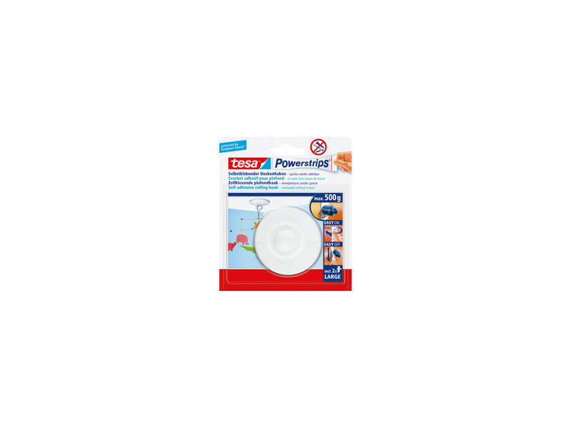 tesa Powerstrips Crochet adhésif pour plafond, blanc