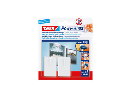 tesa Powerstrips Crochet adhésif pour cadre, blanc