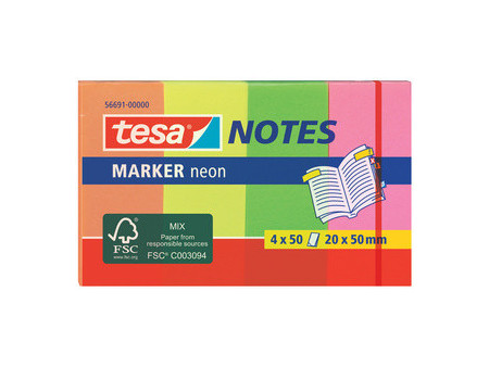 tesa Index repositionnable Marker, couleurs néons,50 x 20 mm