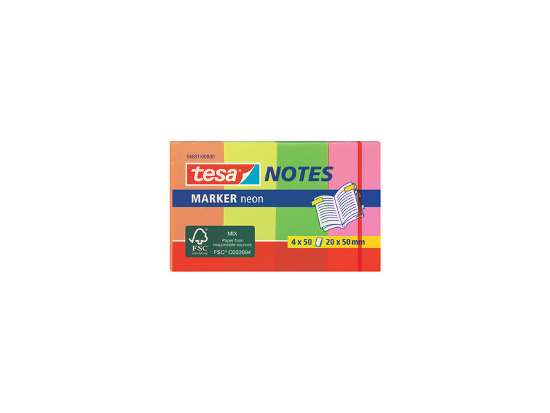 tesa Index repositionnable Marker, couleurs néons,50 x 20 mm