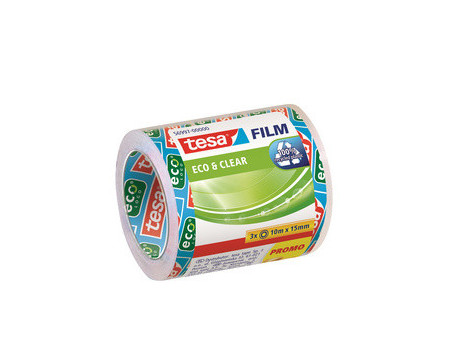 tesa Film Ruban adhésif Eco & Clear pack éco, 15 mm x 10 m
