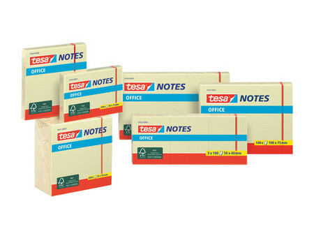 tesa Bloc standard adhésif Office Notes, 50 x 40 mm, jaune