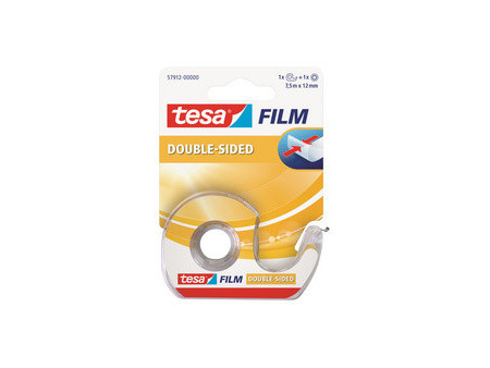 tesa Film Ruban adhésif double face,12 mm x 7,5 m + dévidoir