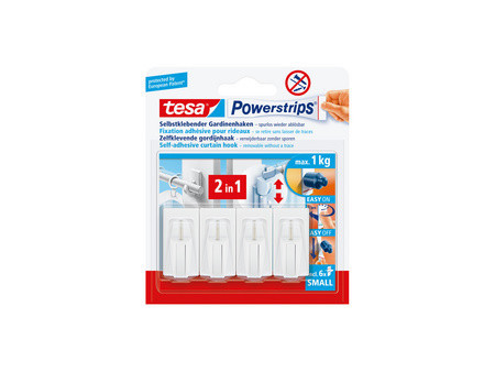 tesa Powerstrips Fixation adhésive pour rideaux Vario, blanc
